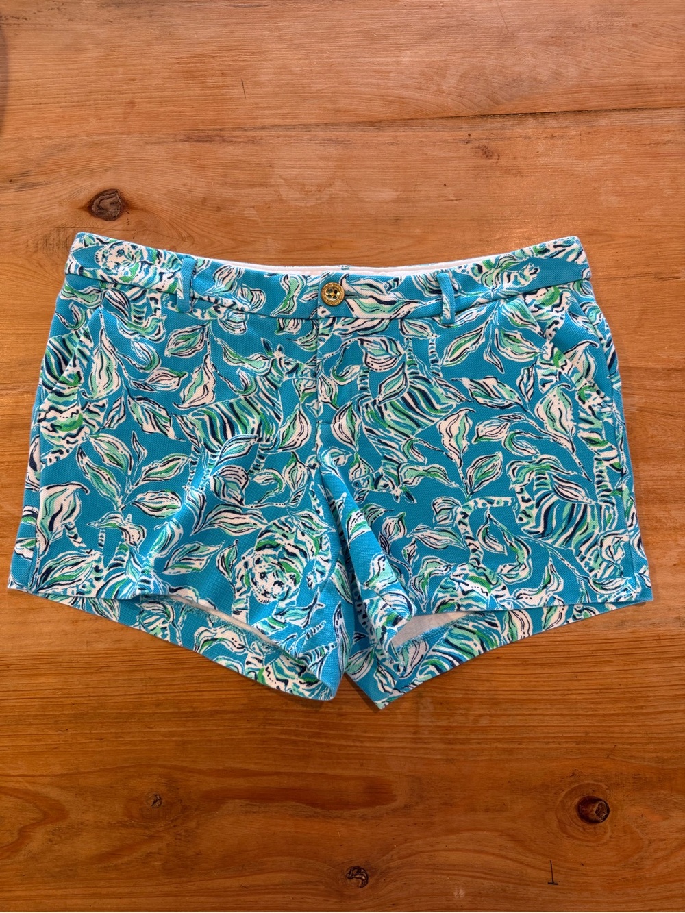 Lilly Pulitzer Blue Turquoise Tropical Print Shorts Size 10